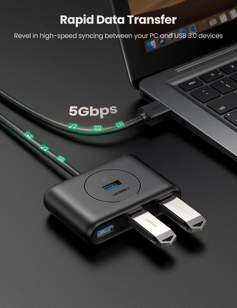 UGREEN 4-in-1 USB 3.0 Data Hub