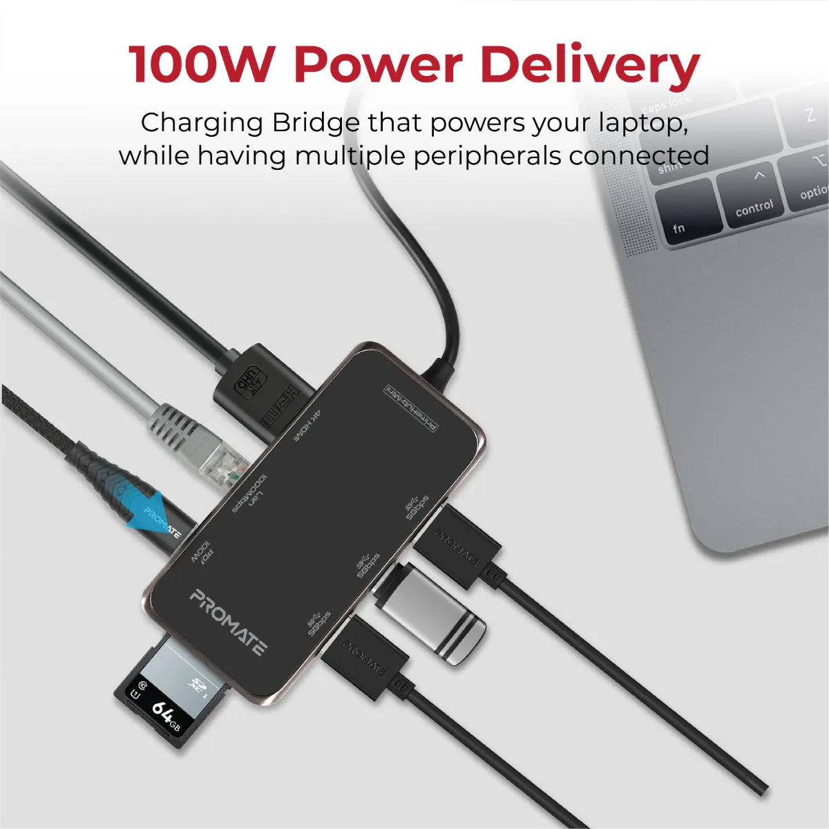 Ultra-Compact USB-C Hub with 100W Power Delivery