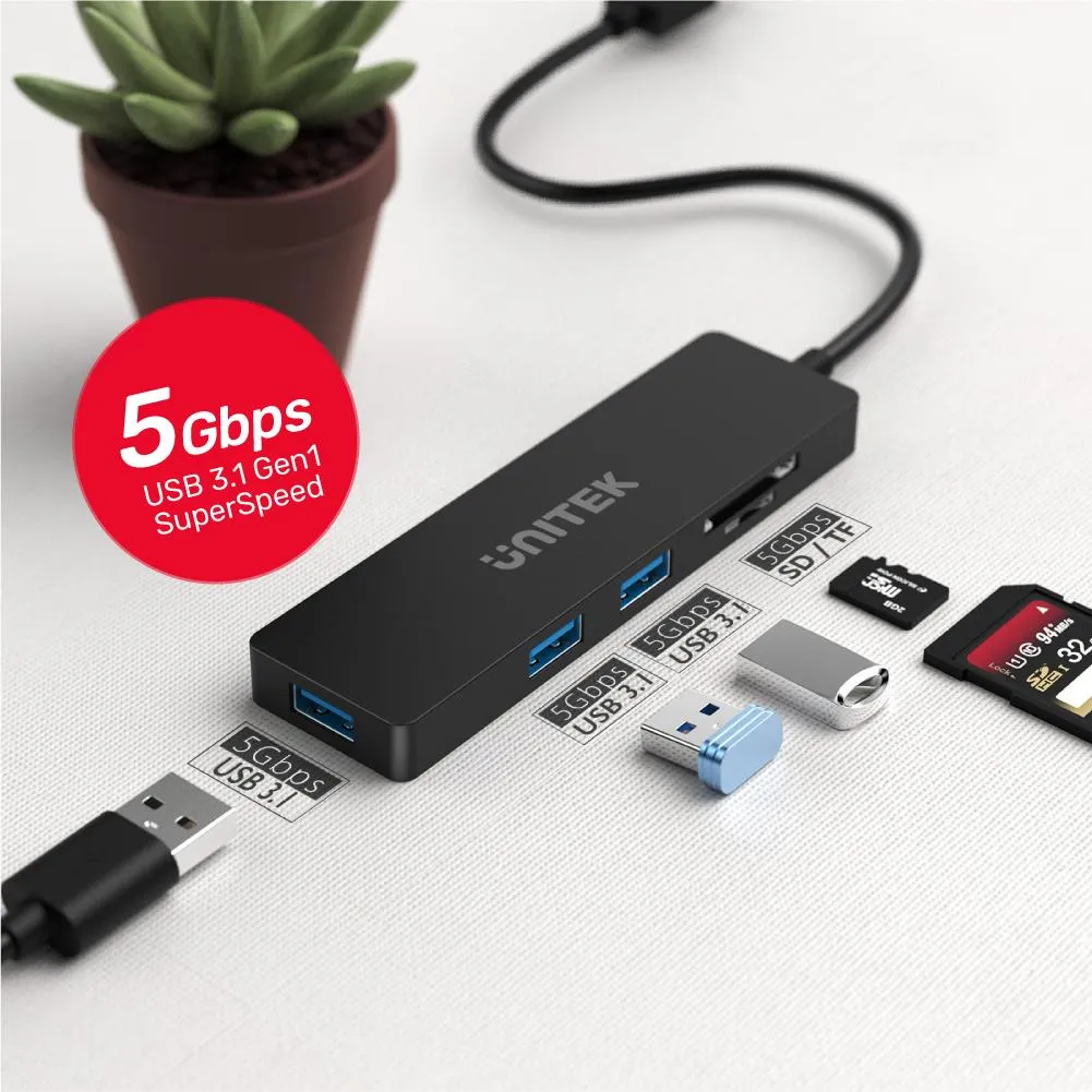 Unitek H1108A USB3.1 Hub 3port USB3.1 & Card Reader