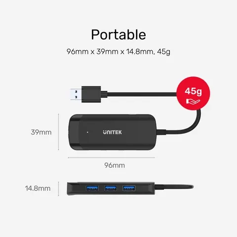 Unitek H1111A Type-A Hub 3x USB3.0 Gb/Power Port