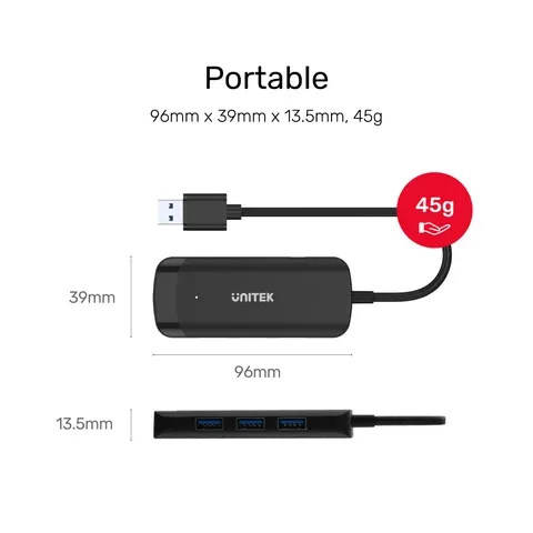 Unitek H1111D Type-A Hub 4x USB3.0 & Power Port