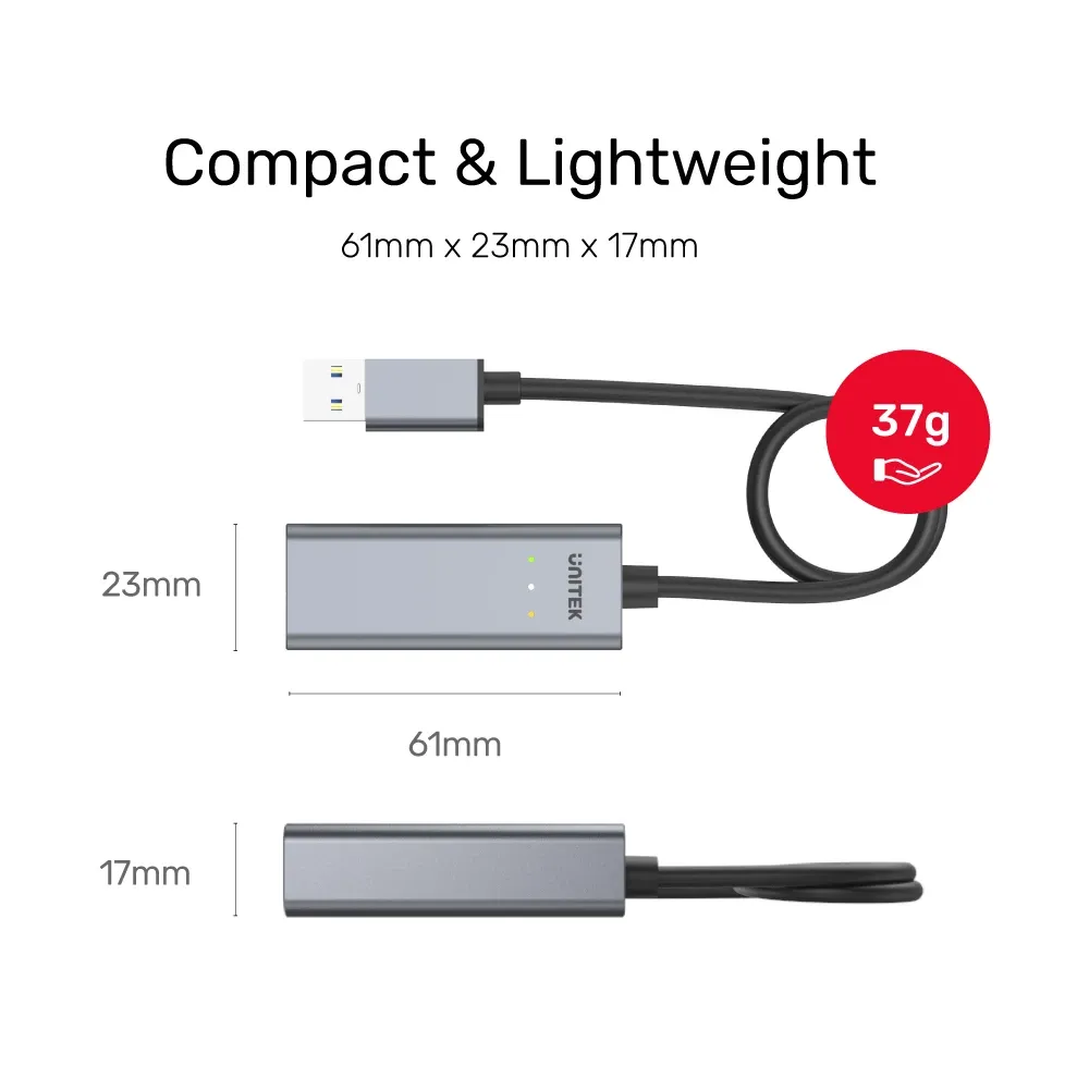 Unitek U1313B USB-A 3.2 to 2.5GbE RJ45 Adapter