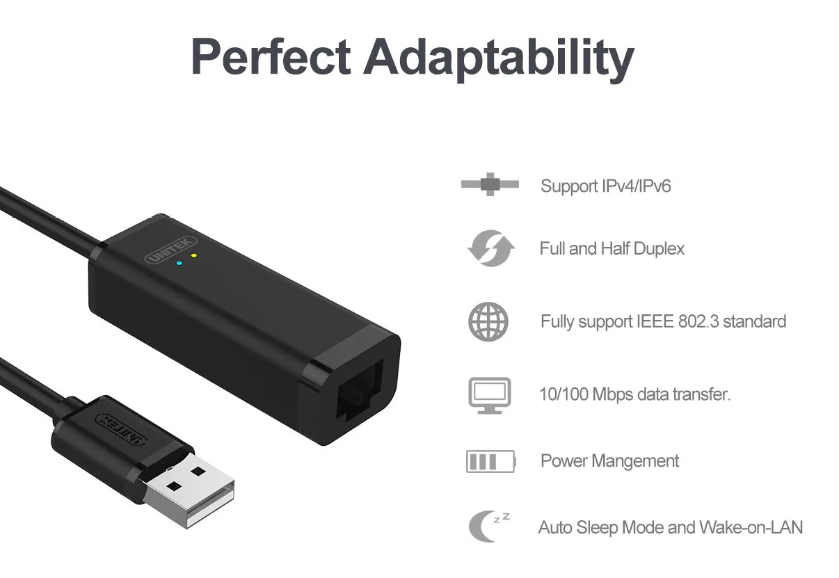 Unitek Y-1468 USB2.0 Fast Ethernet Converter