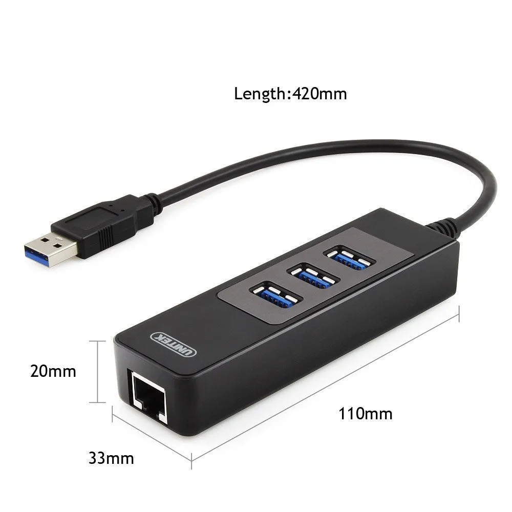 Unitek Y-3045C USB3.0 3-Port Hub w/ Gigabit LAN