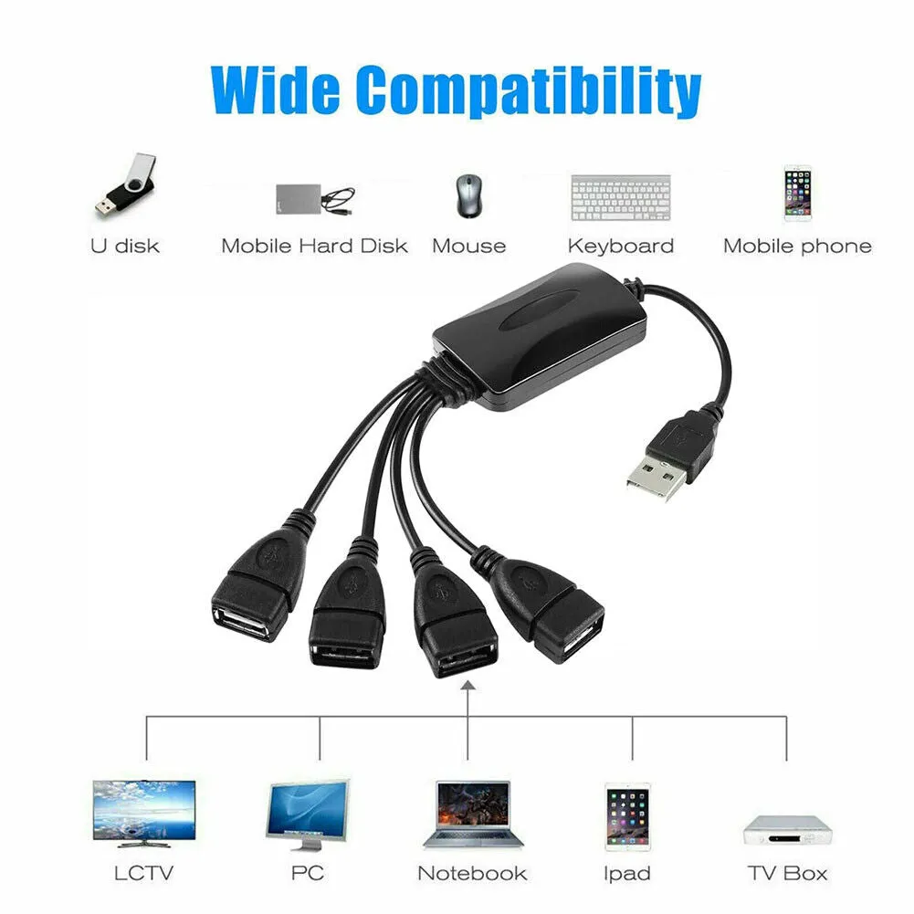 US 2-4 Pack 4-Port USB 2.0 HUB USB Splitter Laptop Notebook High Speed Computer