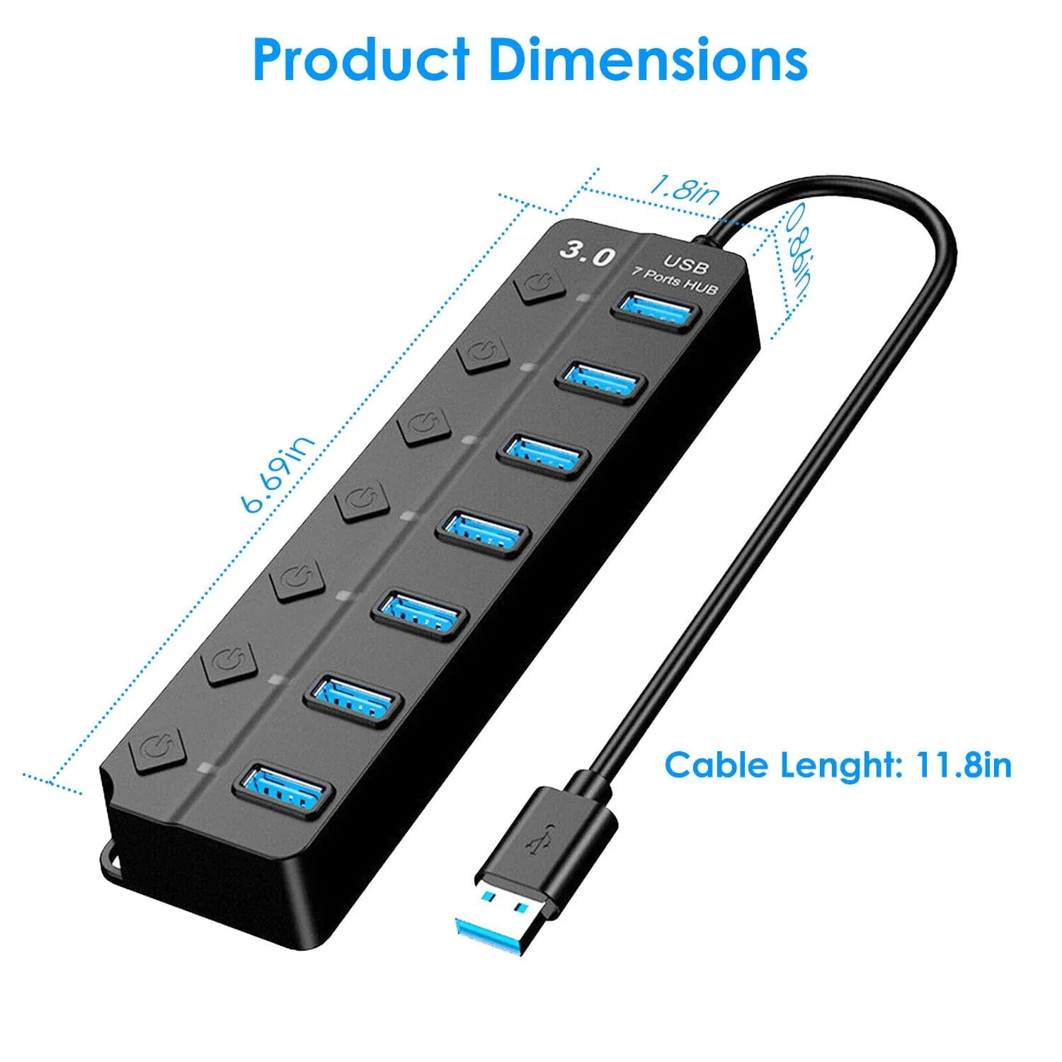 USB 3.0 HUB 7 Ports High Speed 5Gbps USB Splitter