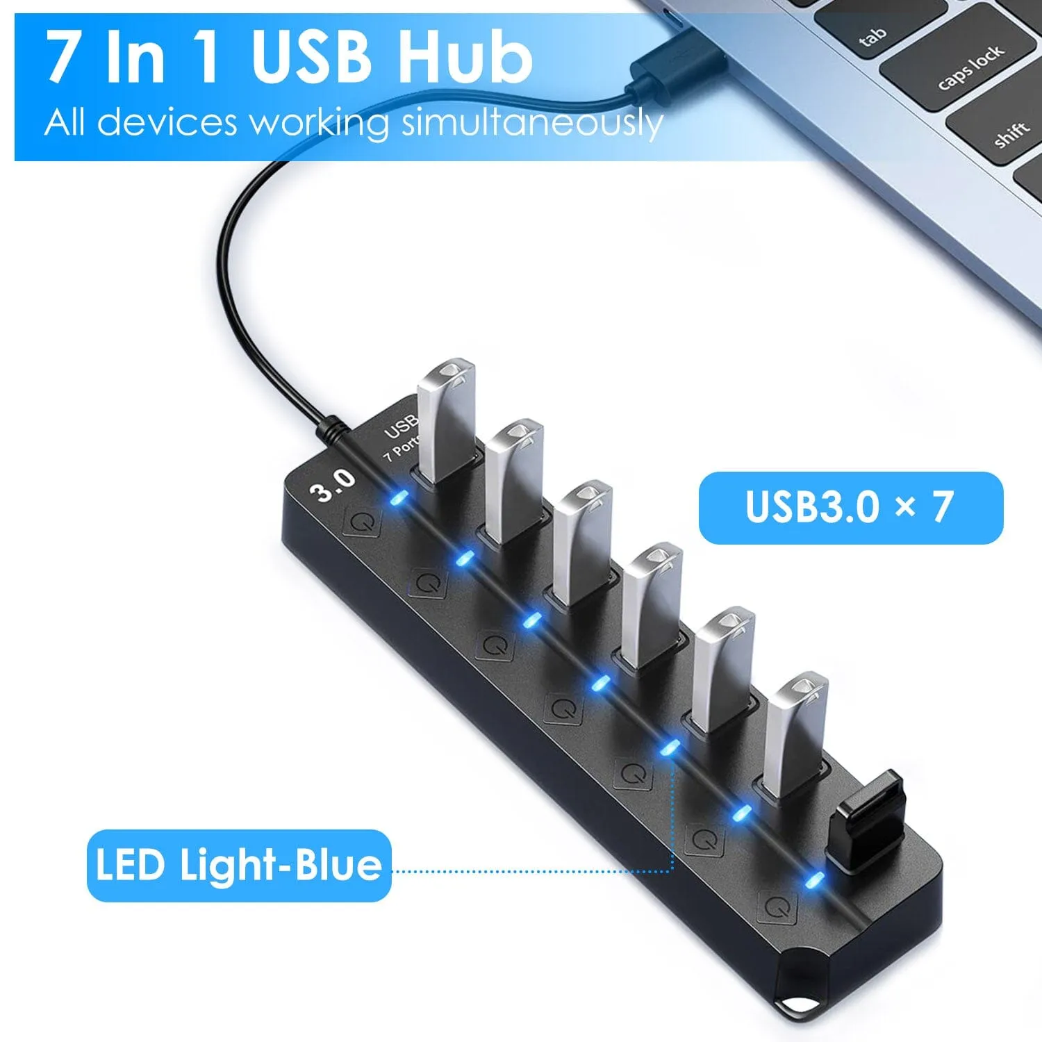 USB 3.0 HUB 7 Ports High Speed 5Gbps USB Splitter