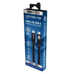 Volkano Slim series Type-C to Type-C cable, black, 1.2m